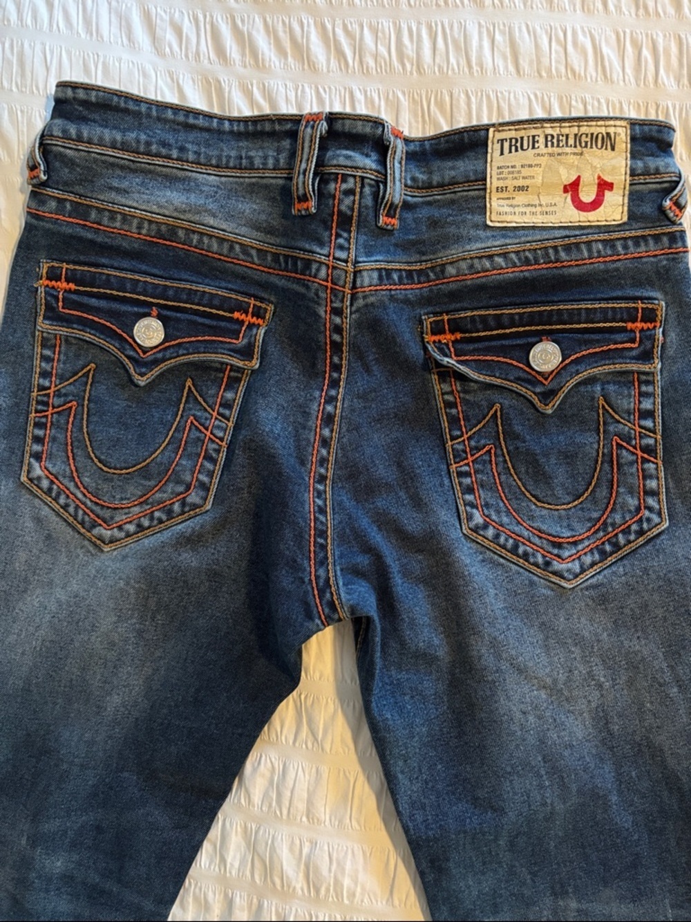 True Religion Blue Denim Jeans with Red Label Accents - Picture 7 of 15